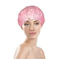 thumbnail image 2 of KLL Sparkly Pink Glitter Pattern Shower Cap & Bath Cap for Women,Reversible Oversized Waterproof Shower Caps for all Hair Lengths,Elastic Reusable Bathing Hair Cap, 2 of 7