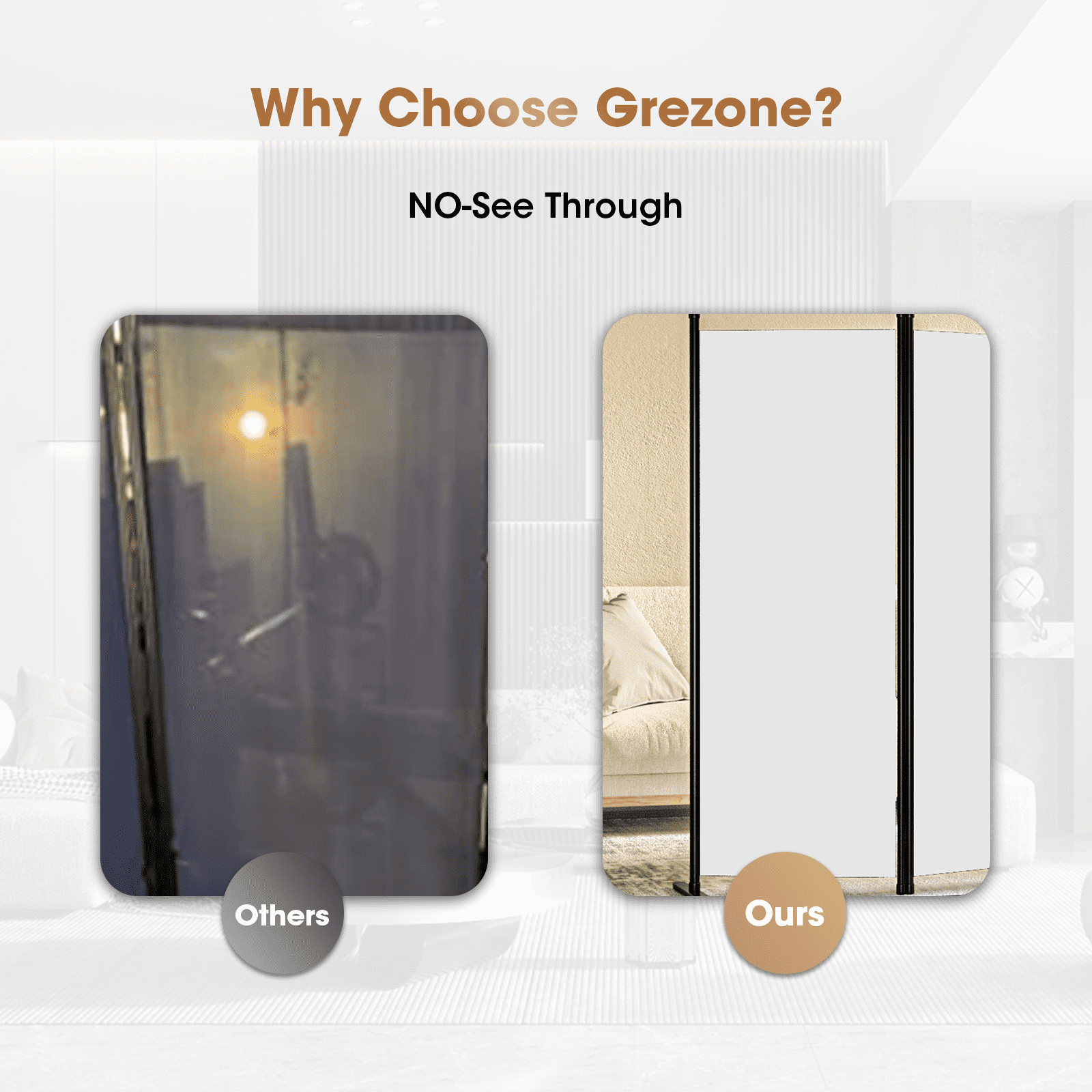Grezone Large Folding Panel Portable Stand Room dividers Privacy Screen for Bedroom Dining Room Screens Curtains Partition Home Office Dorm Separation (Brown, Three Panel)