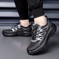 thumbnail image 4 of Men's Grey Green Contrast Mesh Outdoor Hiking Shoes Auto Quick Lace Rugged Non-Slip Trekking Trainers, 4 of 5