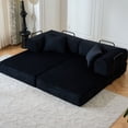 thumbnail image 5 of S-HOME Multi-Functional 59 Inch Convertible Sleeper Sofa Bed With Cylindrical Pillow Corduroy Folding Mattress  Fixed Frame For Living Room, Black, 5 of 16