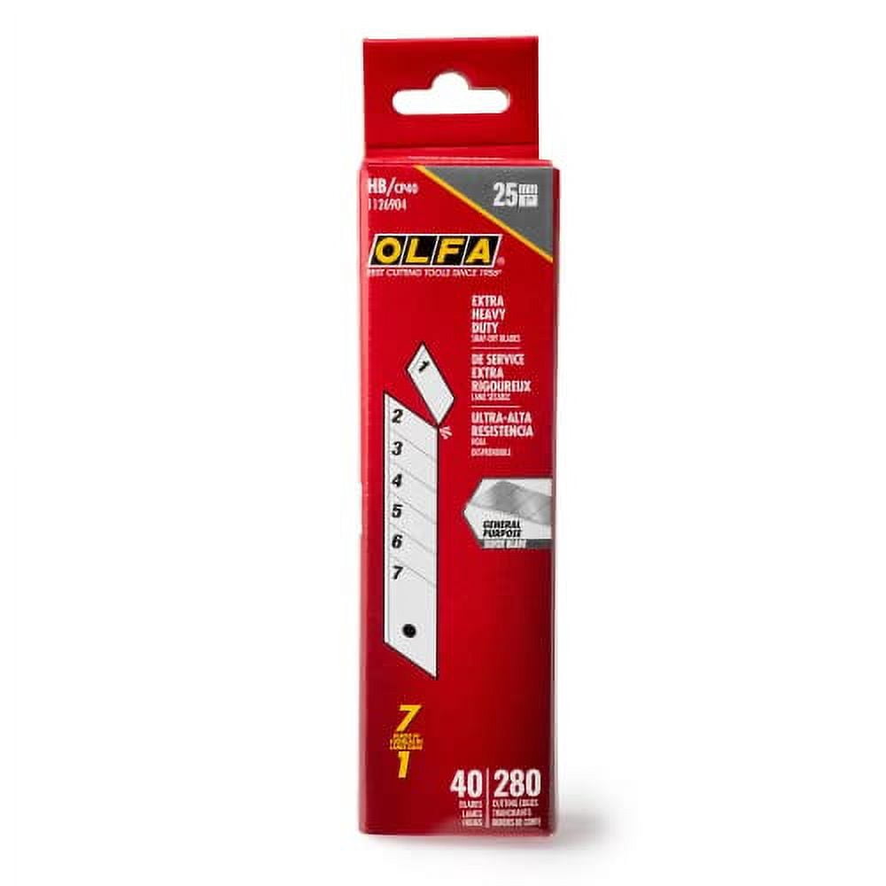 Olfa 5-33/64" x 25mm Carbon Steel Snap-Off Blade; PK40  Carbon Steel  HB/CP40