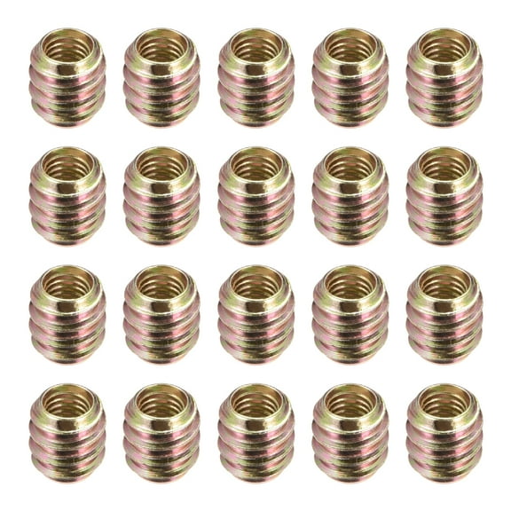 M6 12mm Length Insert Nuts Carbon Steel Zinc Plated 20 Pack