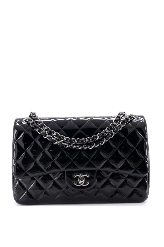 Pre-Owned Classic Double Flap Bag Quilted Patent Jumbo By Rebag