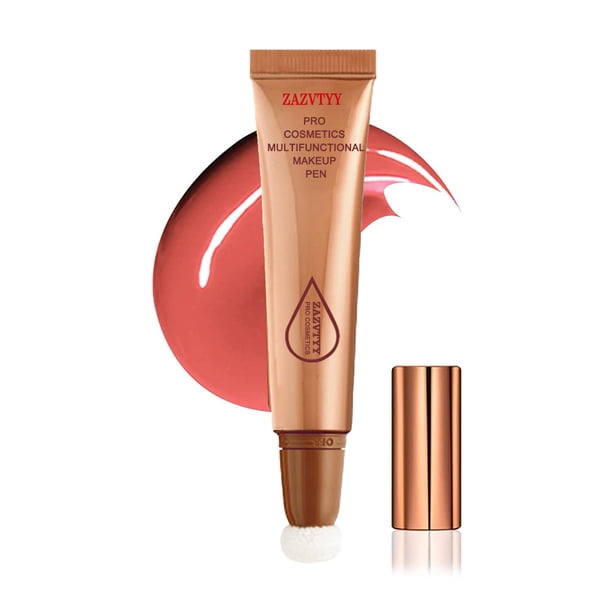 Barra de maquillaje líquida con corrector, iluminador y rubor, con aplicador de esponja. Acabado mate natural, suave y de larga duración. 6 ml. Iluminador.