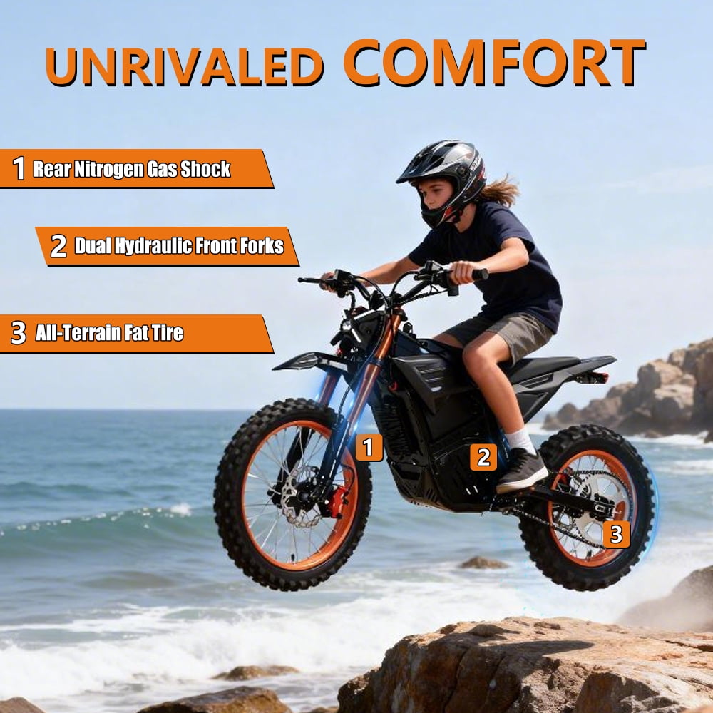M7 Electric Dirt Bike for Teens, 48V 20.8Ah Battery, 3000W Brushless QS Motor,  for 3.9-6 ft  Riders