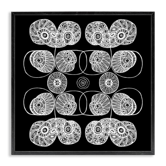 Stupell Industries Detailed Rounded Elementals Black Framed Giclee Art, design by El Perkin