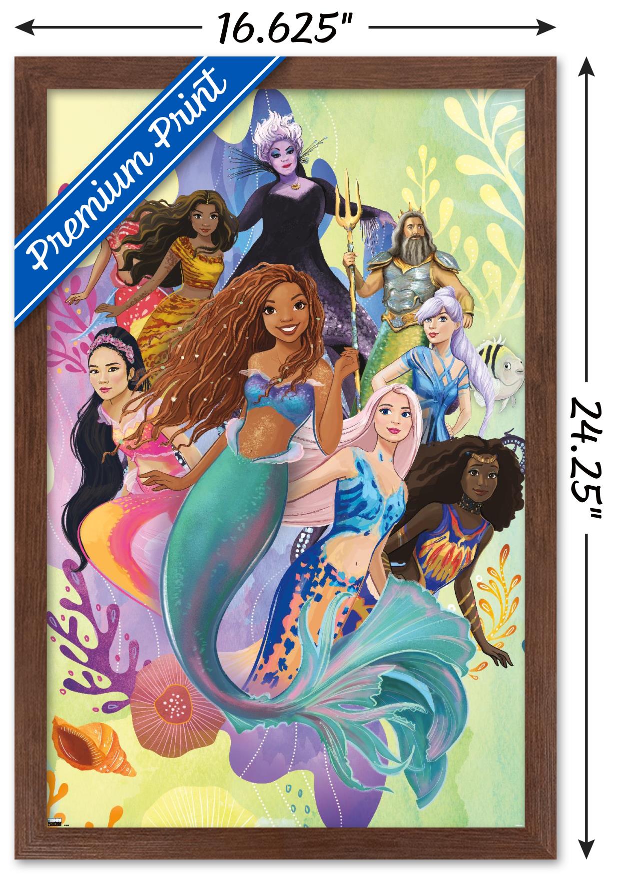Disney Little Mermaid - Group Wall Poster, 14.725" x 22.375" Framed