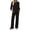 Black, variant on Pajamas Sets for Women Casual Two Piece Lounge Sets 3/4 Sleeve Crew Neck Top Wide Leg Pants Vacation Travel Outfits
