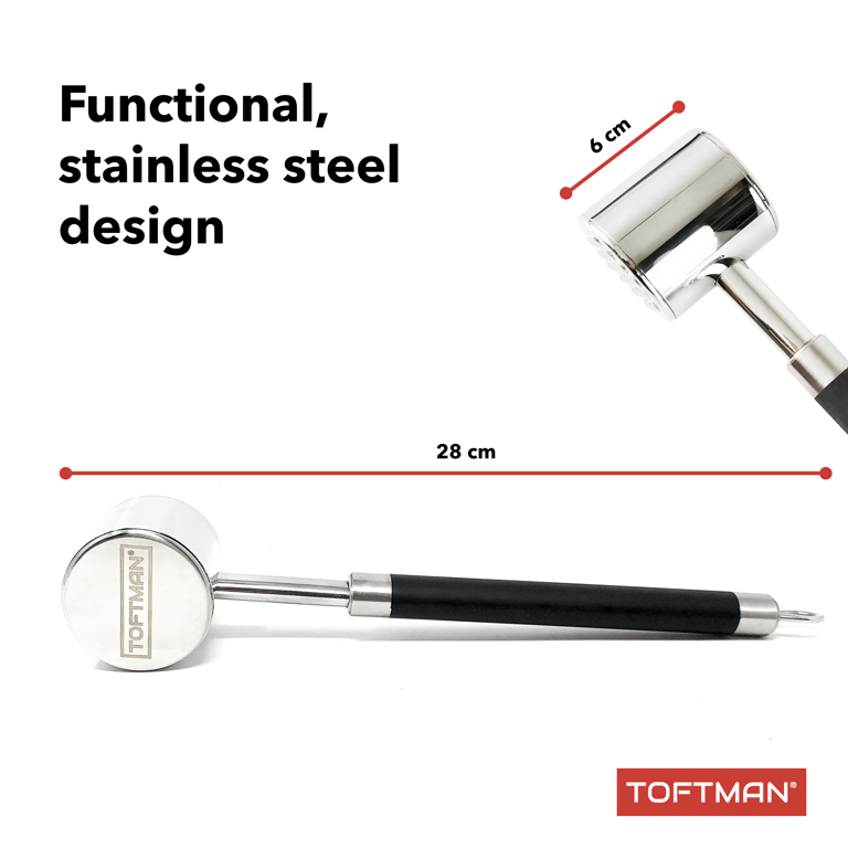 Toftman Meat Tenderizer Hammer, Professional-Grade Stainless Steel, Dishwasher-Safe Meat Mallet