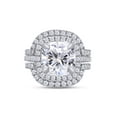 thumbnail image 2 of AFFY 3.50CT Cushion & Round Moissanite Diamond Halo Bridal Rings Set for Women 10K Solid White Gold-12, 2 of 6