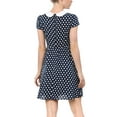 thumbnail image 3 of INSPIRE CHIC Women's  Peter Pan Collar Above Knee Hidden Zipper Back a-Line Dress L Blue, 3 of 7