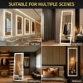 thumbnail image 6 of Cotiro LED Full Length Mirror with Lights, 67"x22" Floor Standing LED Lighted Mirror Full Length, Full Body Over the Door Mirrors with Dimming & 3 Color Lighting for Room, Salon, Redecorating, White, 6 of 9
