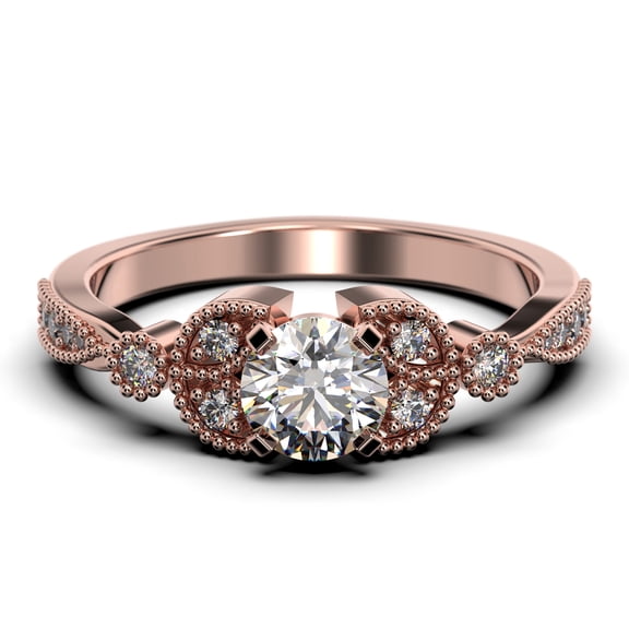 Unique Boho & hippie 1.50 Carat Round Cut Diamond Moissanite Engagement Ring, Wedding Ring in 10k Solid Rose Gold, Leaf Ring, Gift For Loveria, Promise Ring Anniversary Gift