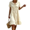 thumbnail image 3 of Horkkom T Shirt Dress Women Summer Solid Color Short Sleeve Dress Vacation Loose Mini Dresses, S-3XL, 3 of 8