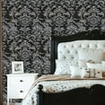 thumbnail image 2 of Vintage Peel and Stick Wallpaper 23.6in x 9.8ft Elegant Black Silver Damask Floral Embellishments Contact Paper Vinyl Waterproof Self Adhesive Wall Paper for Bedroom Shelf Cabinet, 2 of 8