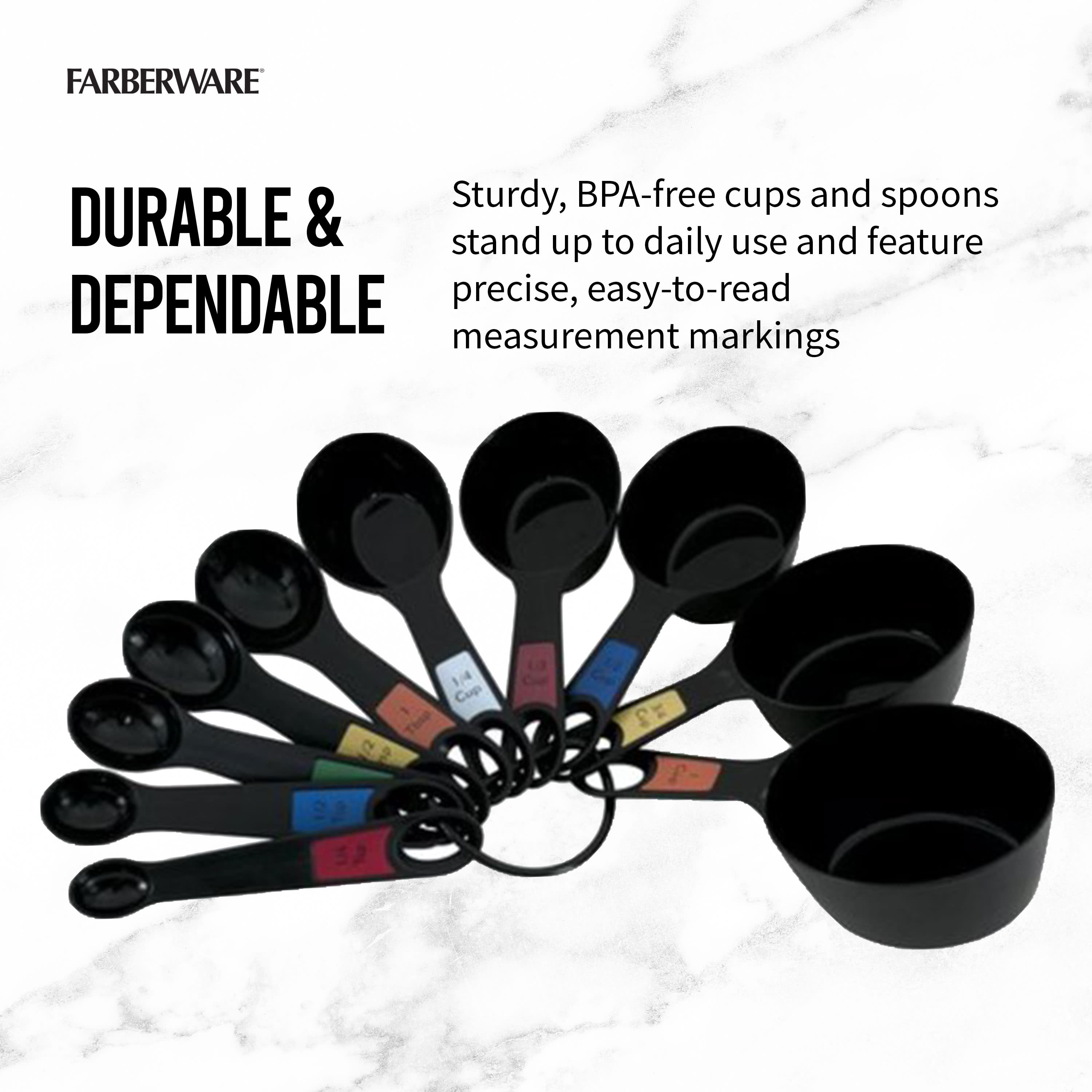 Farberware Professional 10 Piece Plastic Measuring Cup and Spoon Set Black - image 3 of 12