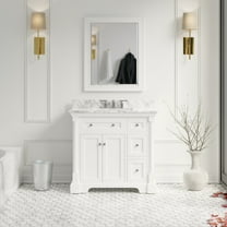 Sydney 36" Bathroom Vanity with White Cabinet and Carrara Marble Top
