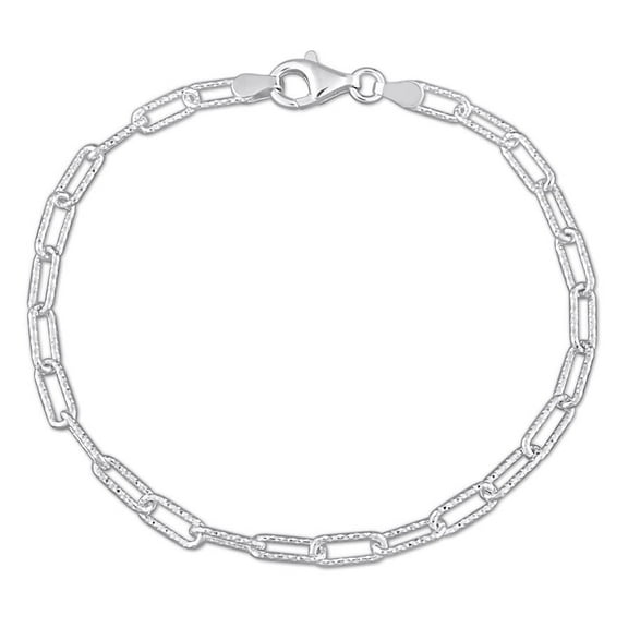 AMOUR 3.5mm Fancy Cut Paperclip Chain Bracelet In Sterling Silver, 9