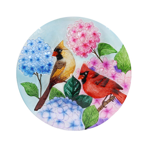 Briarwood Lane Perched Cardinals Glass Birdbath