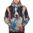thumbnail image 2 of Bingfone Oil Painting Sunflower Puppy Men's Drawstring Hoodie Long Sleeve Pocket Sweatshirts-Large, 2 of 6
