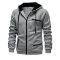 thumbnail image 4 of LYSMORA Men's Contrast Lined Full Zip Hoodie Jacket, Multi Zipper Pocket Raglan Long Sleeve Casual Athletic Zip Up Sweatshirt, 4 of 6