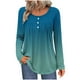 thumbnail image 2 of Neewe Women Tops Loose Fit Long Sleeve Round Neck Button T Shirts Business Casual Blouses Dressy Fall Fashion Work Clothes, 2 of 6