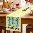 thumbnail image 5 of Blue Fish Table Runner 72 Inches, Summer Lemon Mint Leaves Rural Yellow Plaid Bed Runner Dresser Scarves Tabletop for Indoor Outdoor Parties/Ceremony/Banquet, 18" x 72", 5 of 9