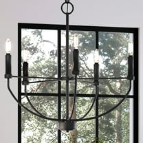 Luxury Modern Farmhouse Chandelier, 20H x 22.375W, with Coastal Style, Midnight Black, UHP3976 by Urban Ambiance