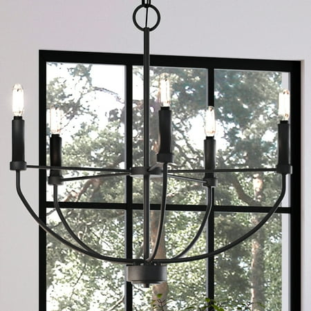 

Luxury Modern Farmhouse Chandelier 20H x 22.375W with Coastal Style Midnight Black UHP3976 by Urban Ambiance