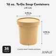 thumbnail image 6 of 36 Pack Disposable Soup Containers with Lids, 16 oz To Go Containers for Ice Cream, Meal Prep, Hot and Cold Foods, Oatmeal, Kraft Paper (4x4 In), 6 of 10