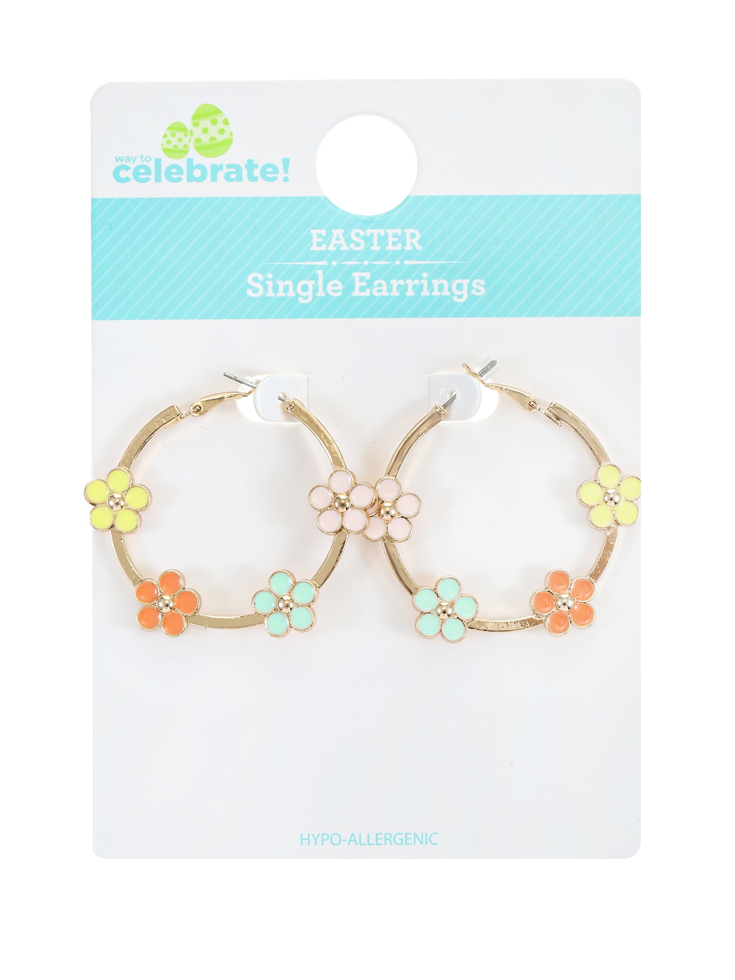 Way to Celebrate Easter Flower Snap Hoop Earrings, 1 Pair