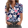 thumbnail image 5 of Mifsaly Short Sleeve Button Down Shirts for Women Lapel Collar V Neck Blouses Patriotic Hearts American Flag Print Independence Day Tops 2026 L, 5 of 6