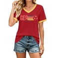 thumbnail image 2 of Women's Football Graphic T-Shirt, Women's Fashion V-Neck Short Sleeve T-Shirt with Letter Print for Casual Wear for Soccer Tournament 2026 Red Size: M, 2 of 5