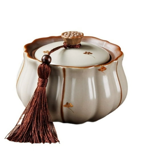 High-grade Ceramic Tea Canister With Sealed Lid And Carrying Handle 600ml Tea Decoration Storage Jar