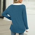 thumbnail image 6 of Womens Contrast Collar Top Long Sleeve Ribbed Knit Lightweight Fall Comfort Sweater, 6 of 9