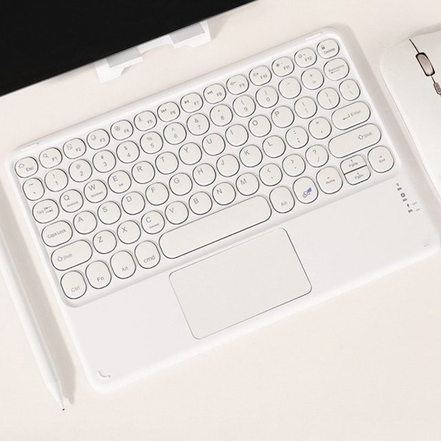 CHUANK Clavier Bluetooth à Cap Rond, Clavier Sans Fil Portable avec Pavé Tactile pour Tablette PC Android / Accessoires Électroniques en Solde pour Votre Vie Heureuse (Rose)