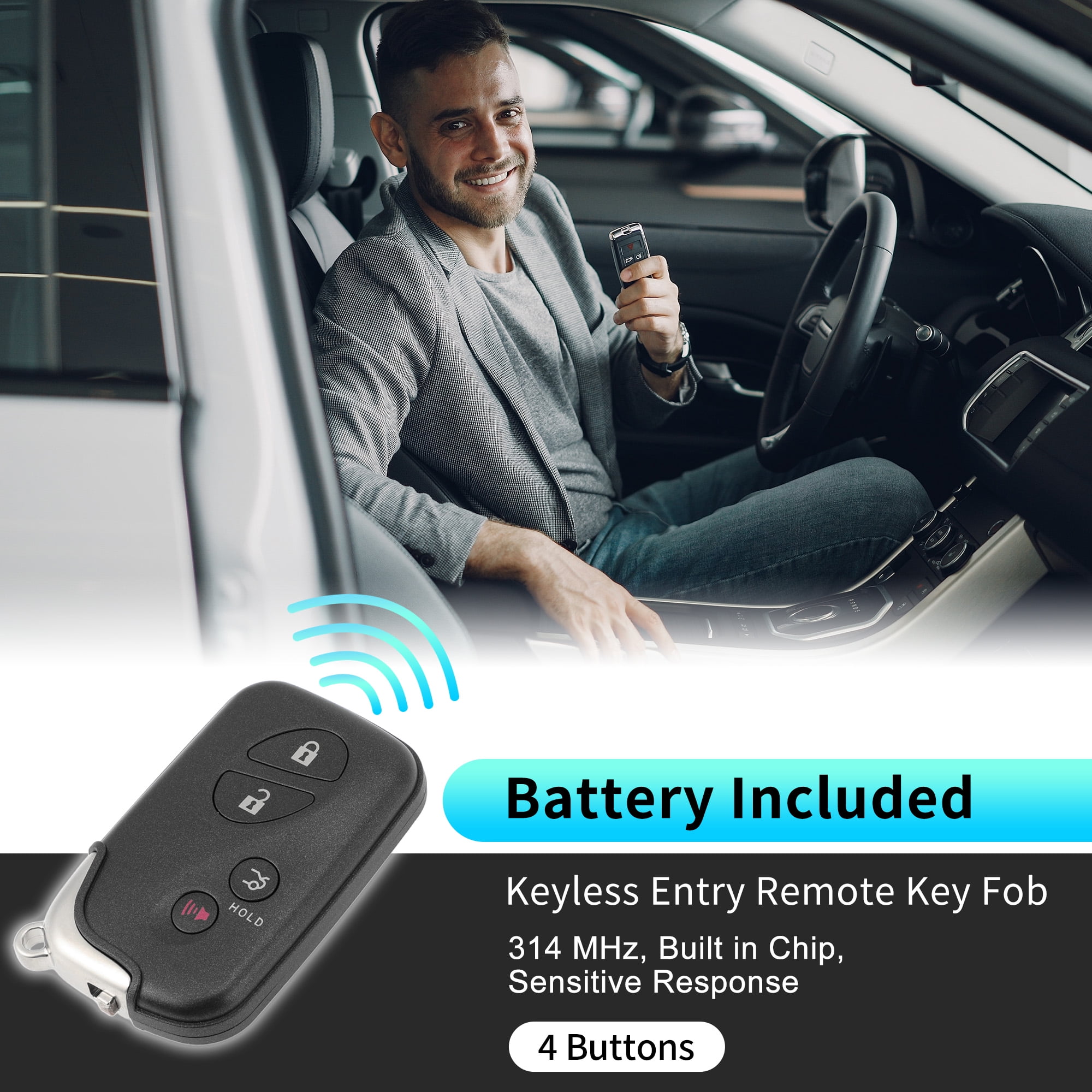 HYQ14AAB 314.3MHz Replacement Keyless Entry Remote Smart Key Fob for Lexus ES350 GS300 GS350 GS430 GS450h GS460 IS250 IS350 LS600h No.271451-0140/89904-30270/89904-50380 4 Buttons