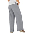 thumbnail image 6 of Women's Cotton Linen Wide Leg Palazzo Pants High Waisted Solid Color Loose Long Pants Casual Baggy Comfy Flowy Trousers, 6 of 7
