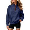 thumbnail image 4 of Quarter Zip Pullover Women Polo Shirts Womens Oversized Sweatshirt Mockneck Baggy Hoodie Travel Casual Airport Streetwear Airport Travel Outfit Plain Slouchy Football Sweatshirts Sweatshirts, 4 of 8