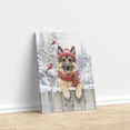 thumbnail image 3 of Playful German Shepherd Welcomes Winter Snowy Day with Cardinal Bird Vertical Matte Canvas Poster Alsatian Dog Lover Gifts Wall Art Home Decor - 2017, 3 of 5