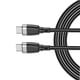 thumbnail image 1 of Matsuzay Cable de carga rápida de protección de cobertura de 1/2 m 60/100 W (máx.) Cable de tipo C Cable de datos trenzado de nailon para Teléfono y Comunicación negro 2M 100W, 1 of 8