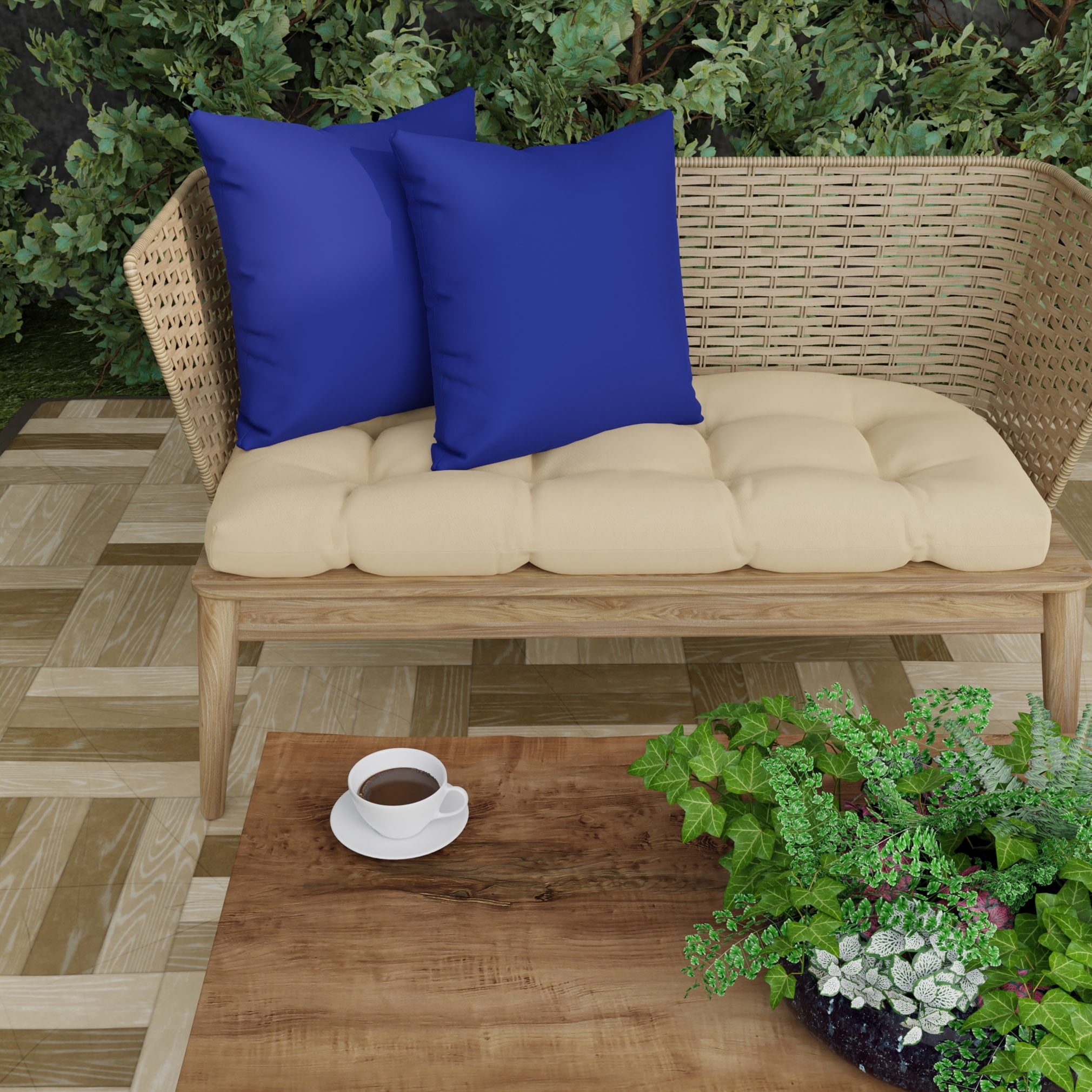 Jordan Manufacturing 16" x 16" Veranda Cobalt Blue Solid Square Outdoor Throw Pillow