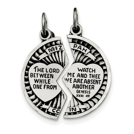 Sterling Silver Antiqued Satin - Finejewelers Sterling Silver Satin Antiqued 2-piece Mizpah Pendant Necklace Chain Included