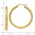 thumbnail image 3 of 14K Yellow Gold Diamond Cut 3mm Round Hoop Earrings, 3 of 3
