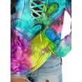 thumbnail image 4 of DYMADE Women Plus Size Tie Dyed Long Sleeve V-neck T-shirt Top, 4 of 4