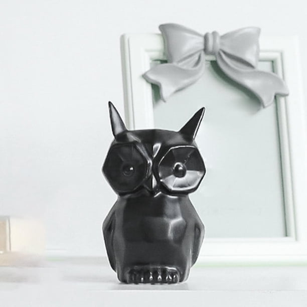Estatuas de búho de cerámica Esculturas Coleccionables Recuerdos Regalos Artesanía Ornamento Obras de arte Estatuillas de pájaros para oficina Estante Negro 55x5x9cm Baoblaze Escultura de estatuilla de búho