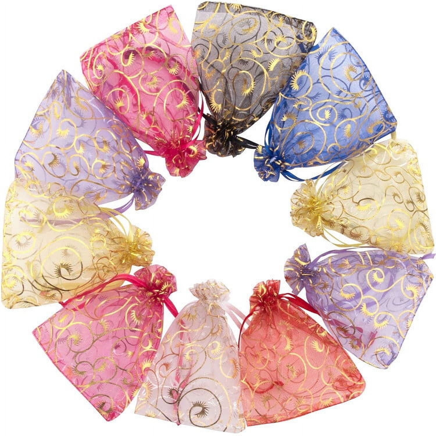 100pcs Organza Bags 10 x 15 cm 10 Mixed Designs Organza Gift Bags with Drawstring Jewelry Bag Lavender Bags Candy Bags Wedding Gifts Walmart