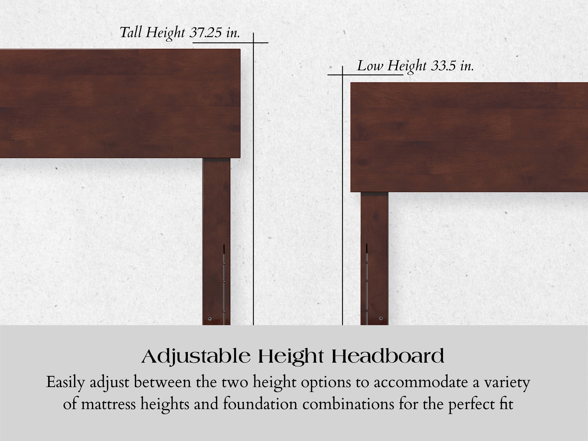 AFI Orlando Queen Wood Platform Bed with Headboard Footboard & Twin XL Trundle, Walnut