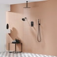 thumbnail image 2 of Dual Shower Heads 12 Inch Ceiling Mounteded Rainfall Shower Set Matte Black, 2 of 5