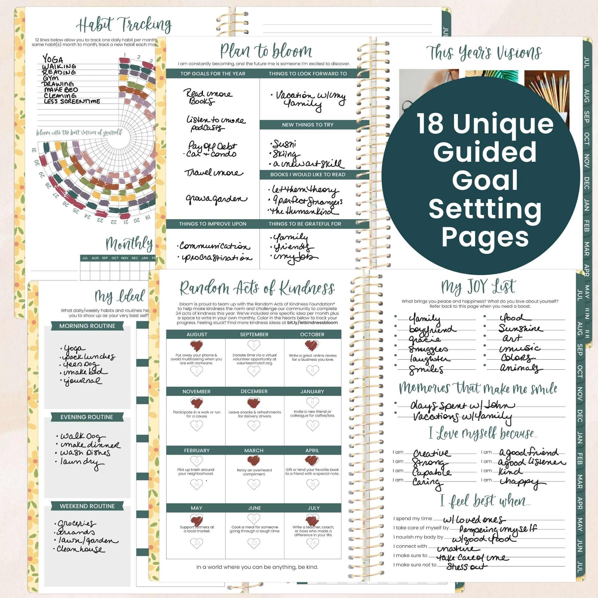bloom daily planners 2026-2027 Academic Planner, 13 Month Monthly & Weekly Soft Cover, 5.5" x 8.25", Stickers Included, Butter Yellow Daisies